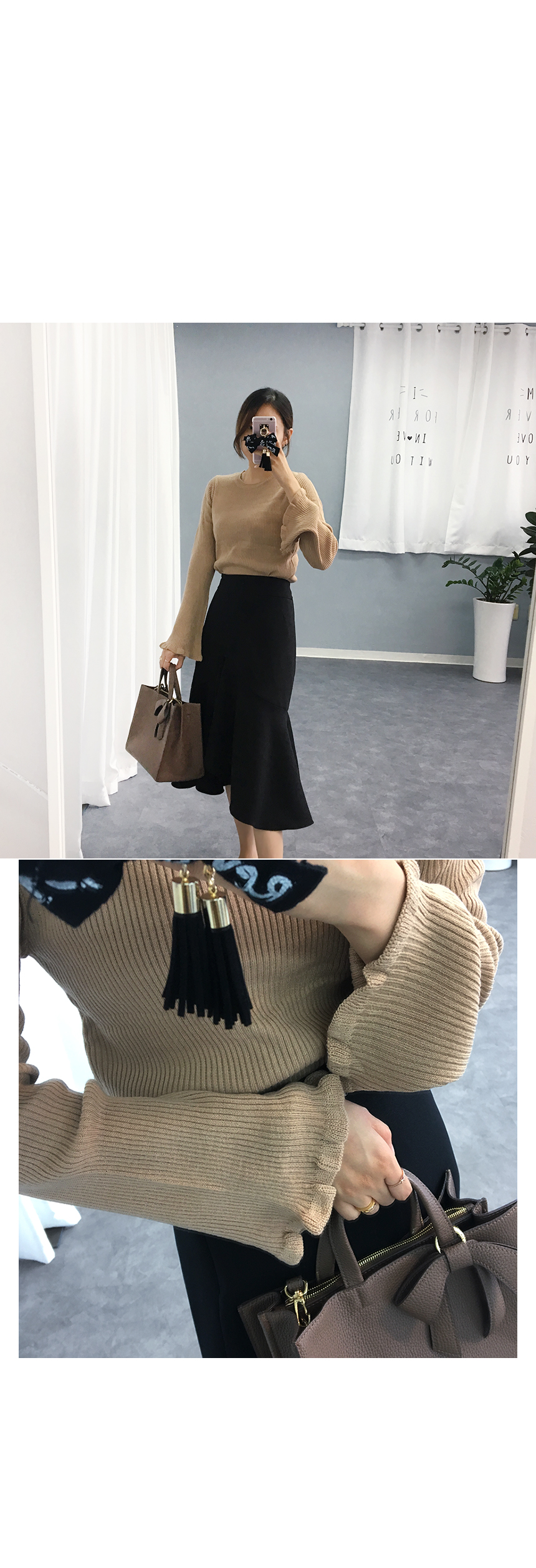 Autumn Unscrambled Frill skirt 3color Amber long i