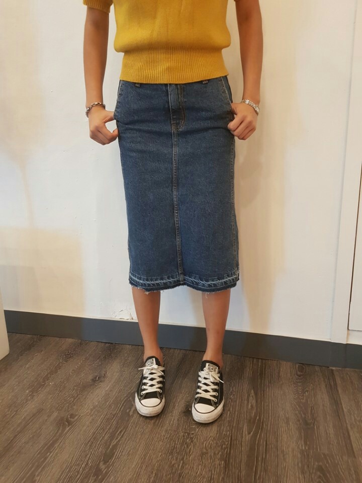 Denim Skirt Big Size H Line Chin 26,28,30,32,34,36