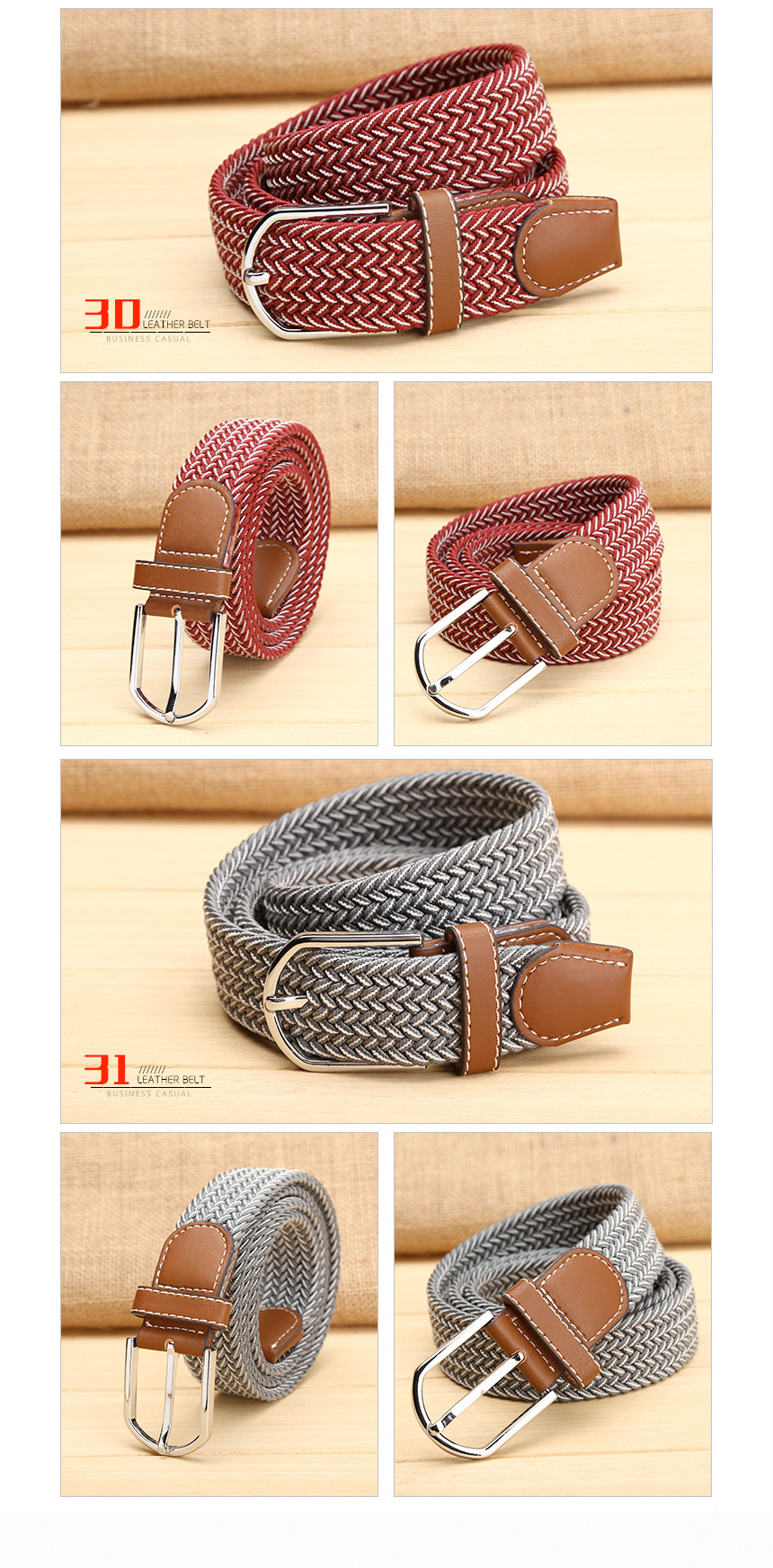 NEW MEN FASHION BELT Casual Span Mesh Belt Leather