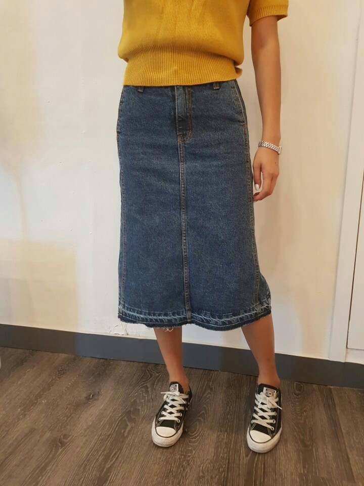 Denim Skirt Big Size H Line Chin 26,28,30,32,34,36