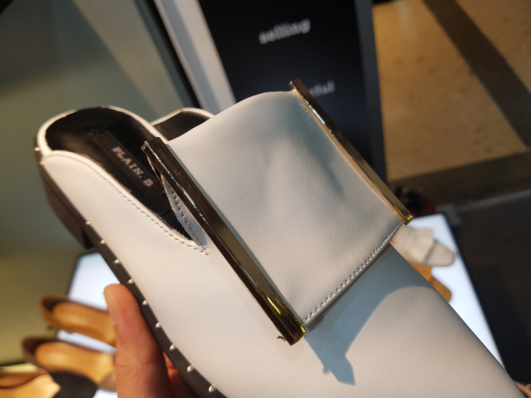 New 3cm Black White Khaki 3cm Slipper Sling Bag