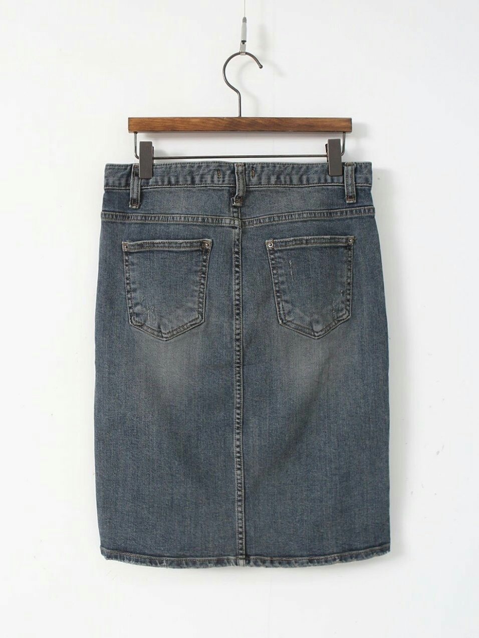 Denim Skirt Midi Front Chime