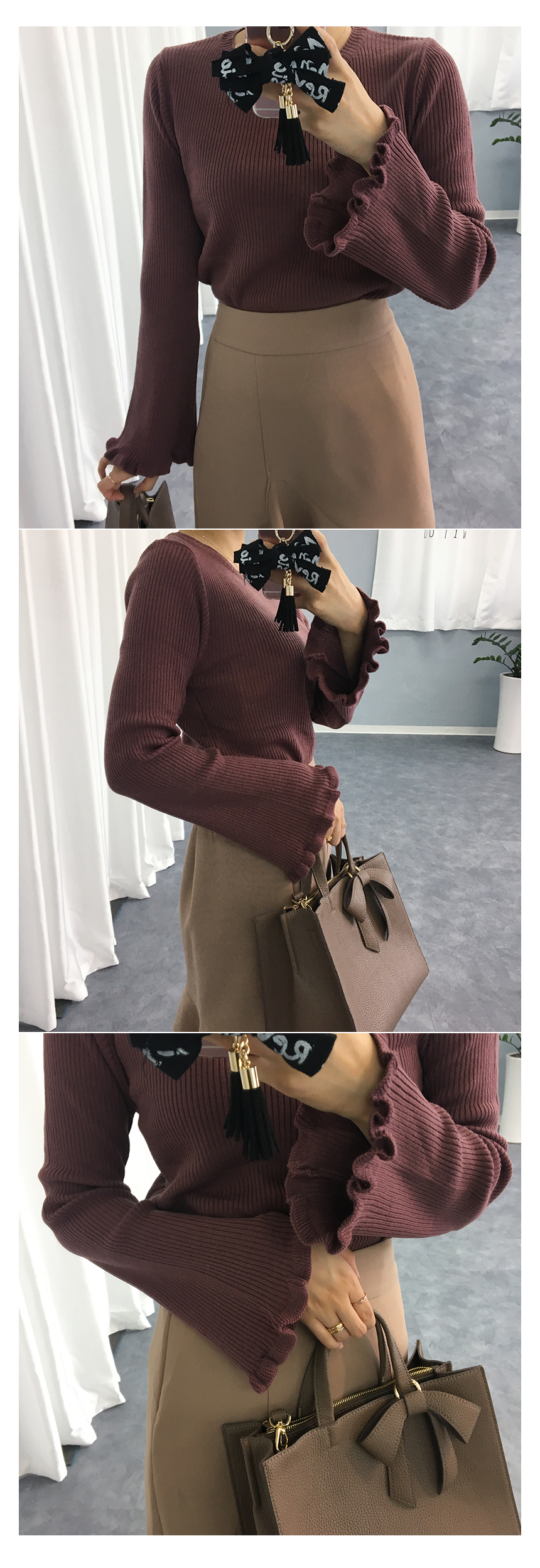 Autumn Unscrambled Frill skirt 3color Amber long i