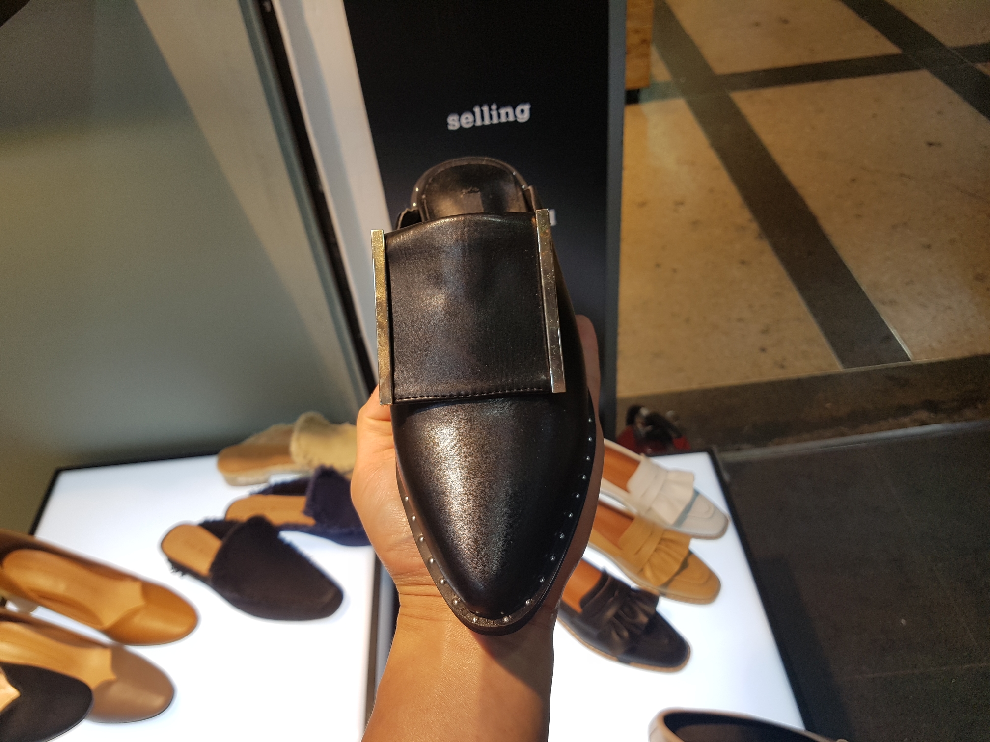 New 3cm Black White Khaki 3cm Slipper Sling Bag