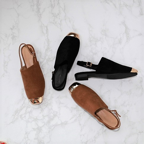New Golden Suede Sling Back Blower 2color Shoes Un