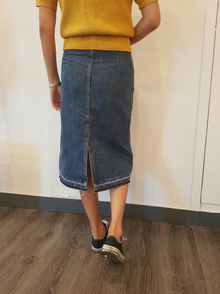 Denim Skirt Big Size H Line Chin 26,28,30,32,34,36