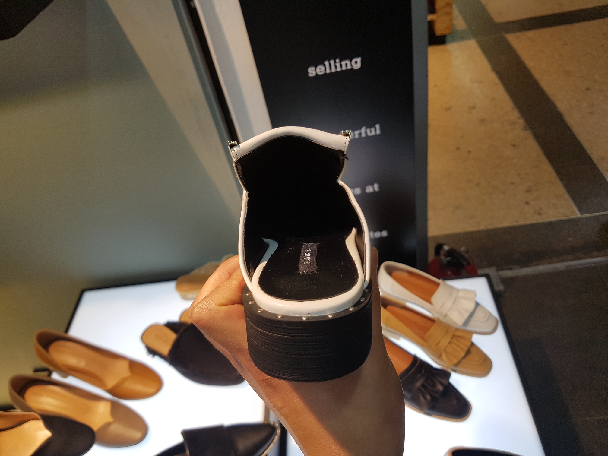 New 3cm Black White Khaki 3cm Slipper Sling Bag