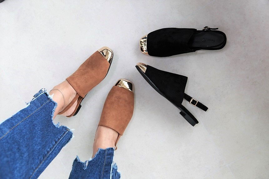 New Golden Suede Sling Back Blower 2color Shoes Un