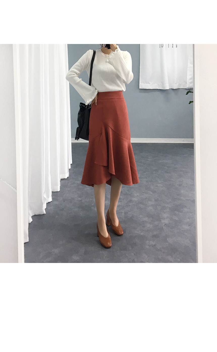 Autumn Unscrambled Frill skirt 3color Amber long i