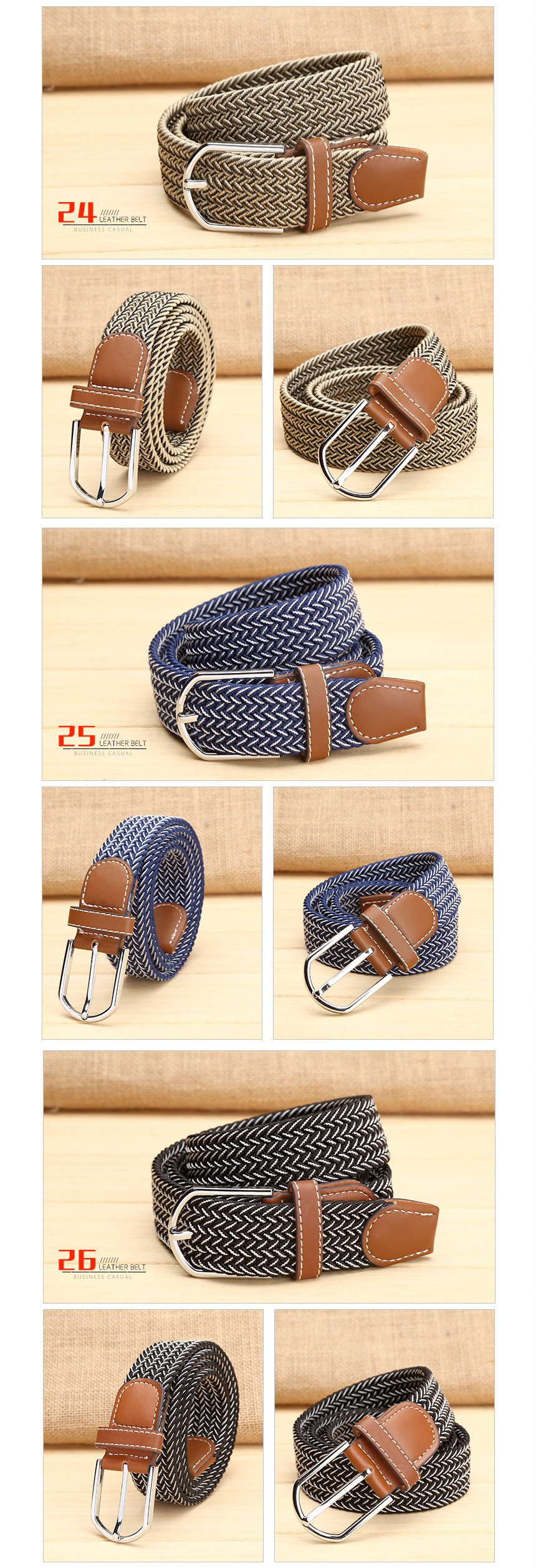 NEW MEN FASHION BELT Casual Span Mesh Belt Leather
