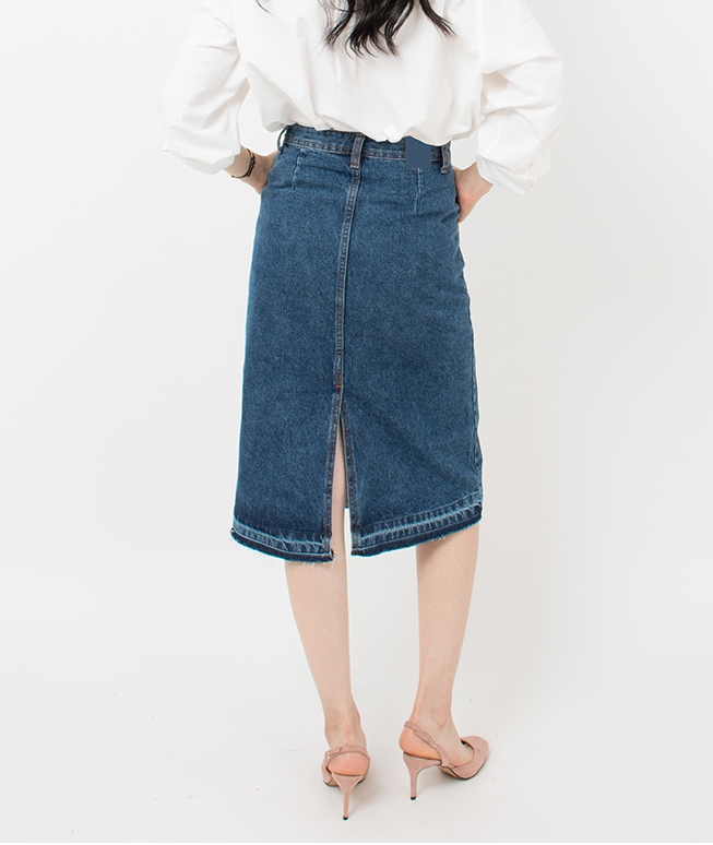 Denim Skirt Big Size H Line Chin 26,28,30,32,34,36