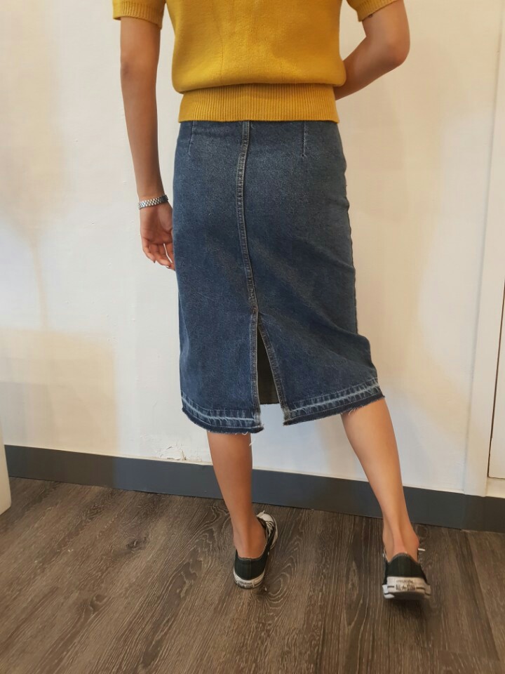 Denim Skirt Big Size H Line Chin 26,28,30,32,34,36