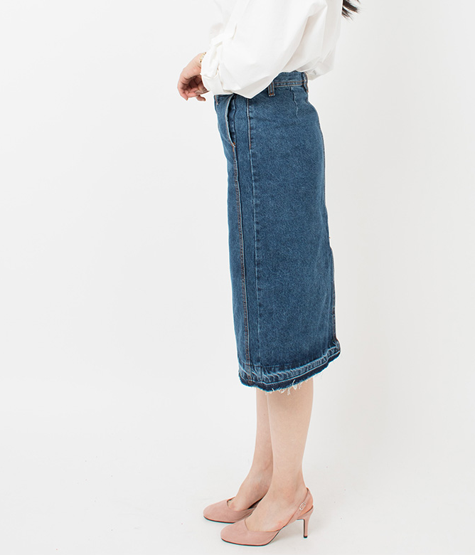 Denim Skirt Big Size H Line Chin 26,28,30,32,34,36