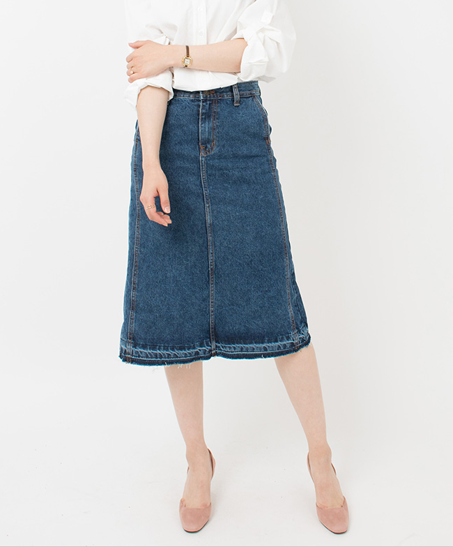 Denim Skirt Big Size H Line Chin 26,28,30,32,34,36