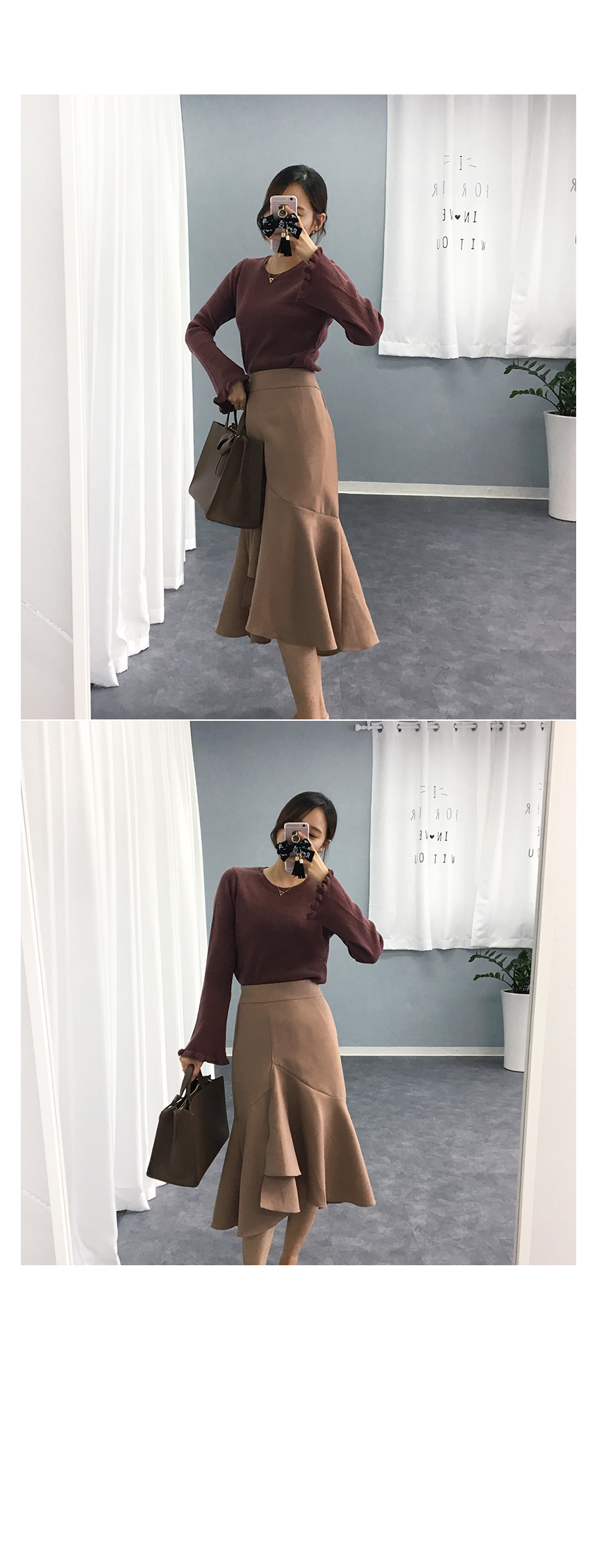 Autumn Unscrambled Frill skirt 3color Amber long i