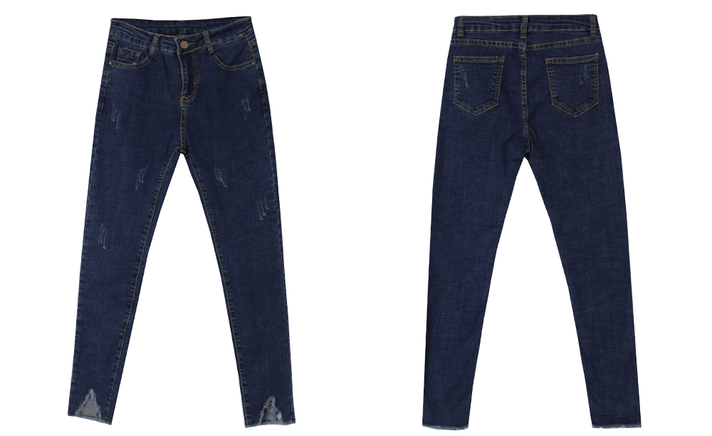 Women Jeans Pants Triangle Cutting Washing Span Sk