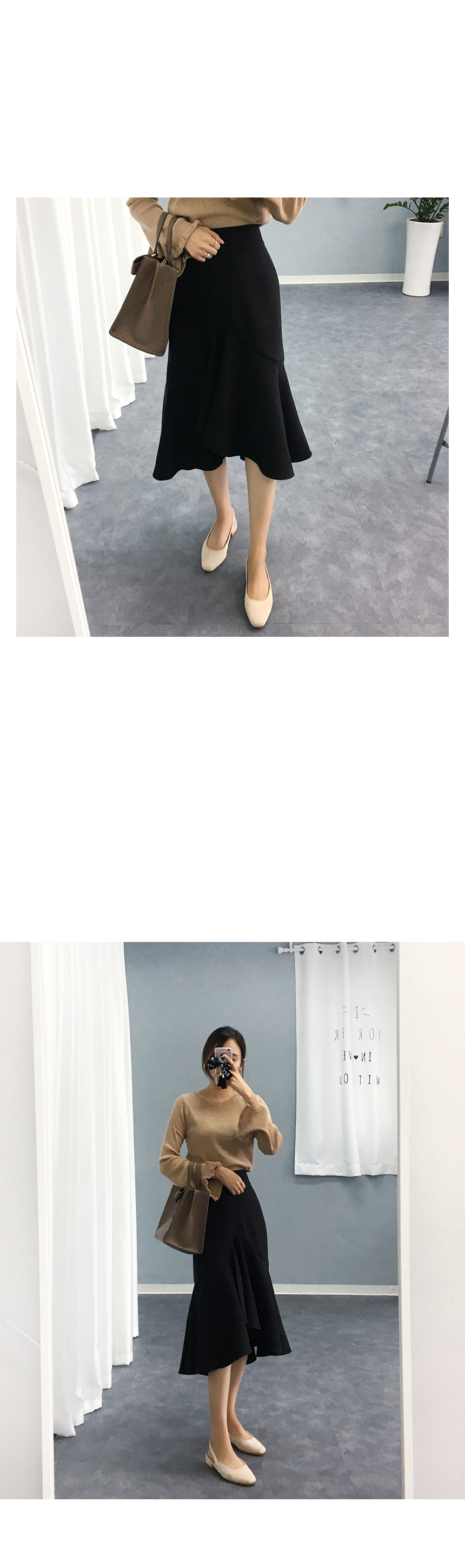 Autumn Unscrambled Frill skirt 3color Amber long i