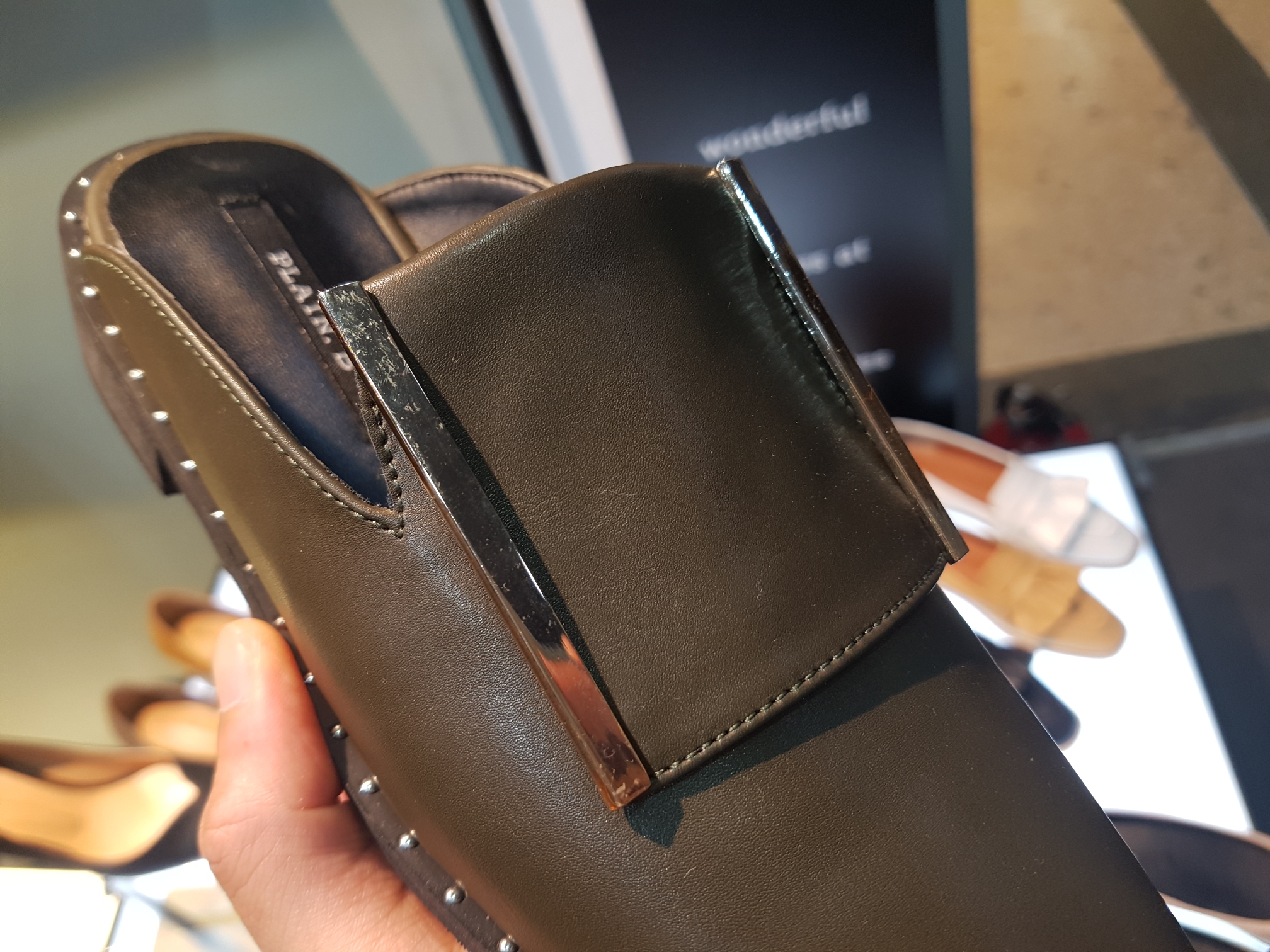 New 3cm Black White Khaki 3cm Slipper Sling Bag