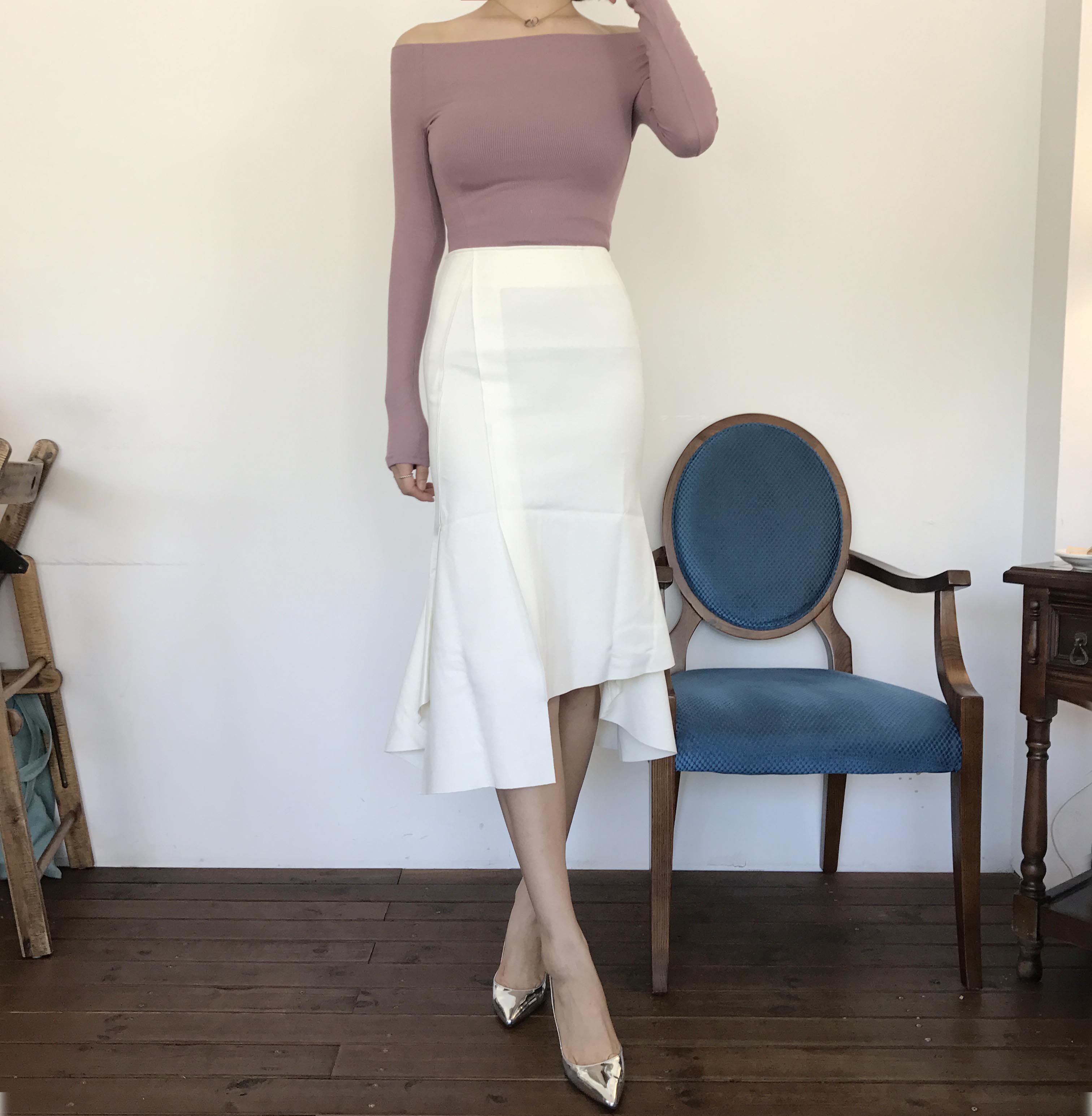 Cutting mermaid long skirt 3color unconventional g