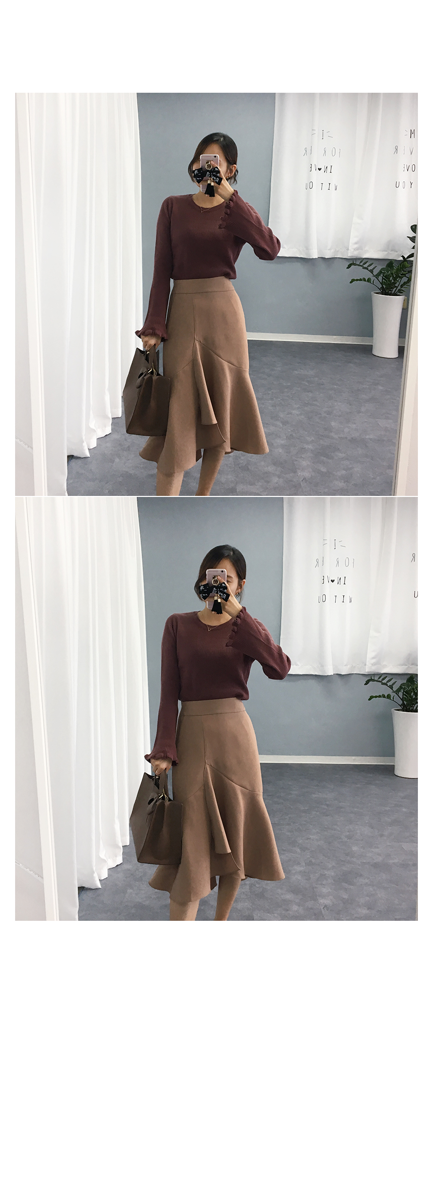 Autumn Unscrambled Frill skirt 3color Amber long i