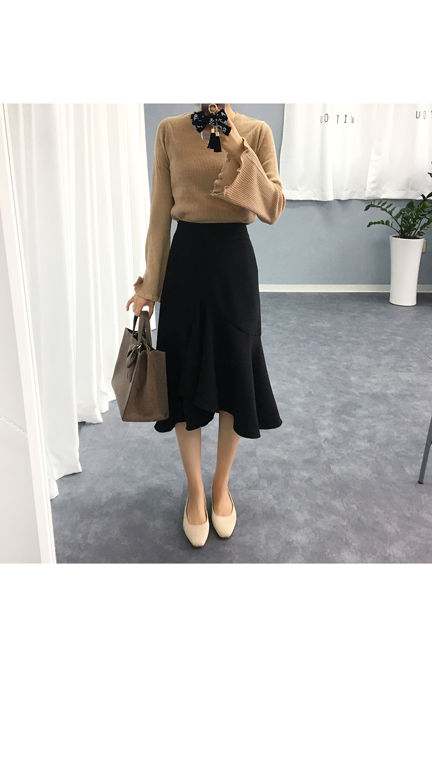 Autumn Unscrambled Frill skirt 3color Amber long i