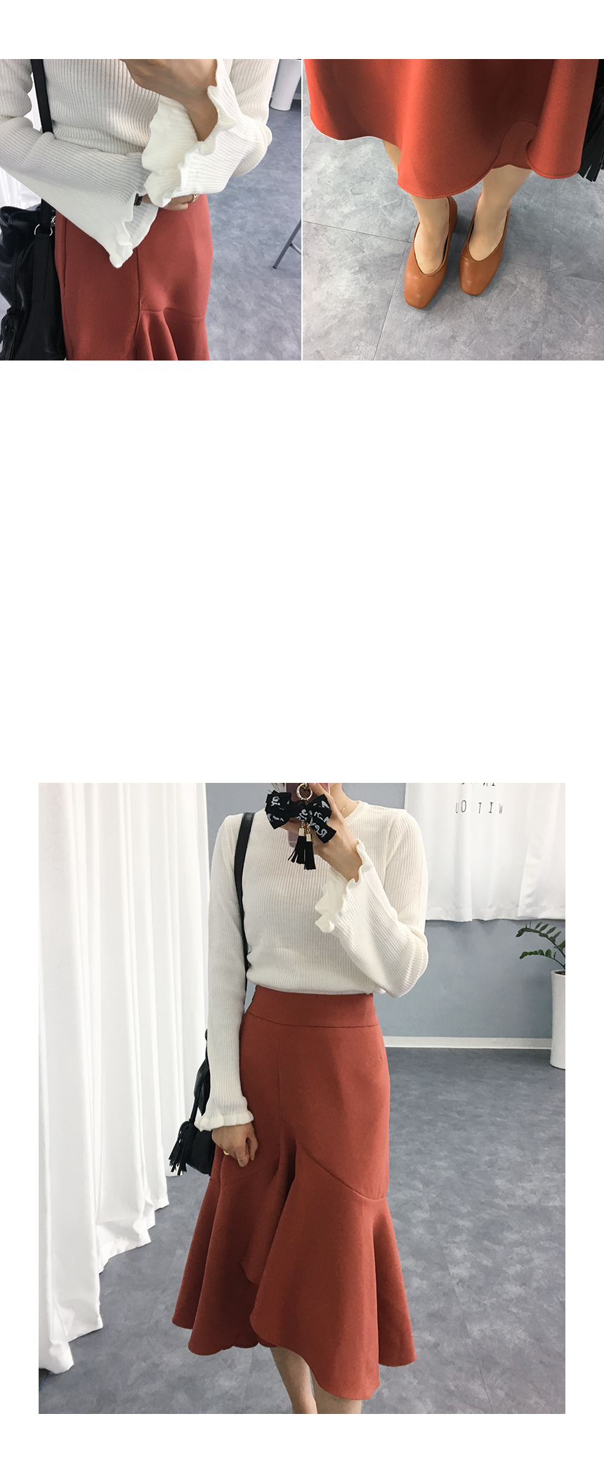 Autumn Unscrambled Frill skirt 3color Amber long i