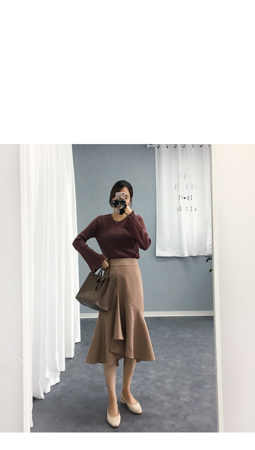 Autumn Unscrambled Frill skirt 3color Amber long i