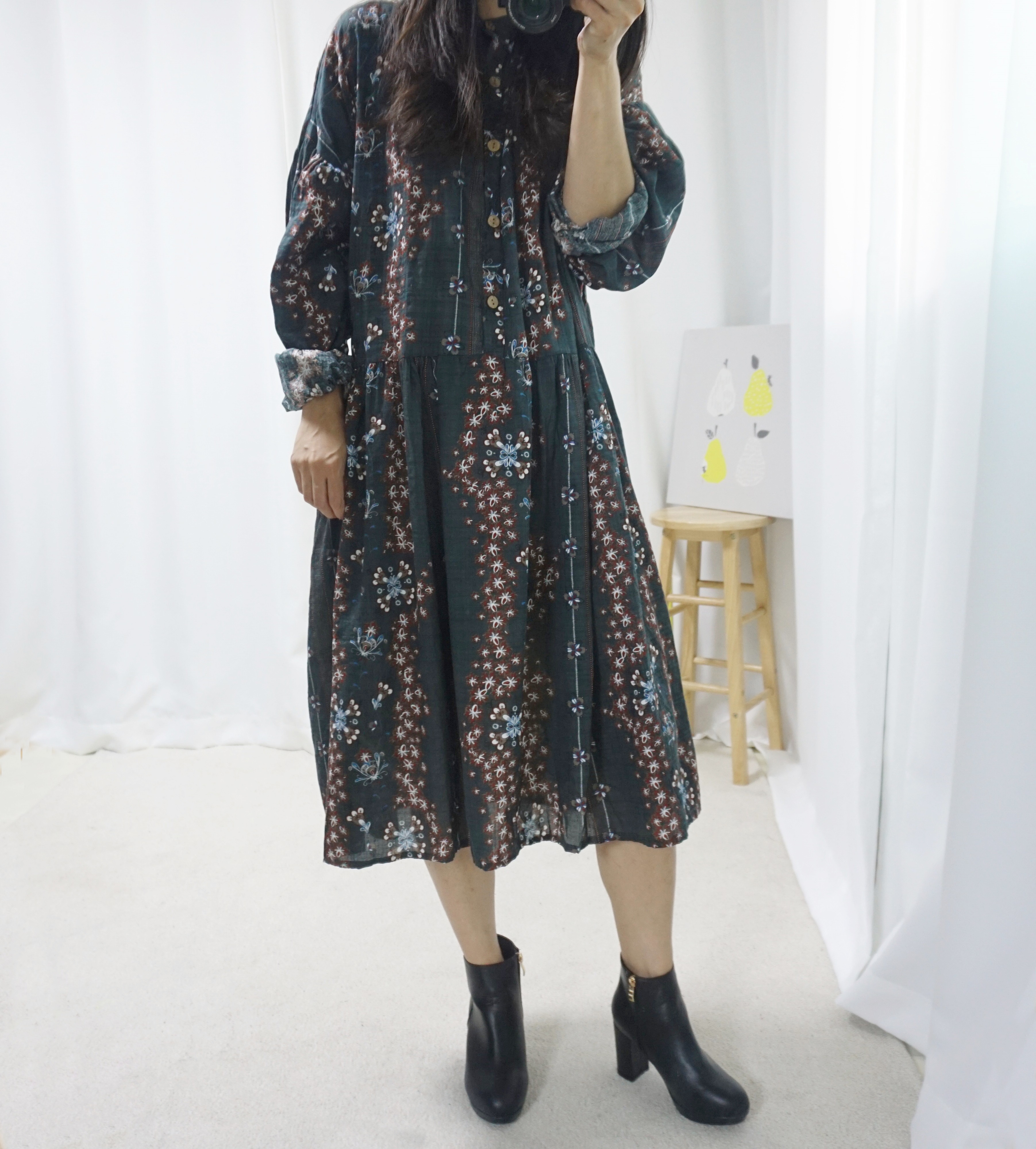 New Women Dress Nana Tube Bee Autumn Pattern Flowe