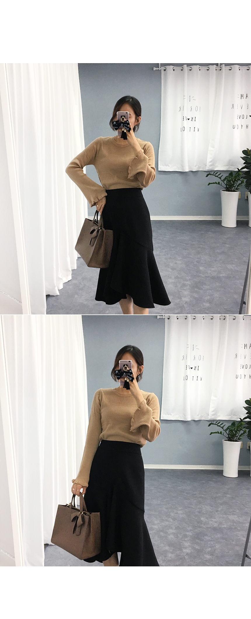 Autumn Unscrambled Frill skirt 3color Amber long i