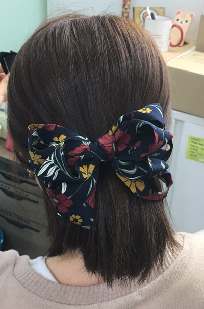 NEW HAIR CLIP HOOP Handmade Flower Ribbon Pin Half