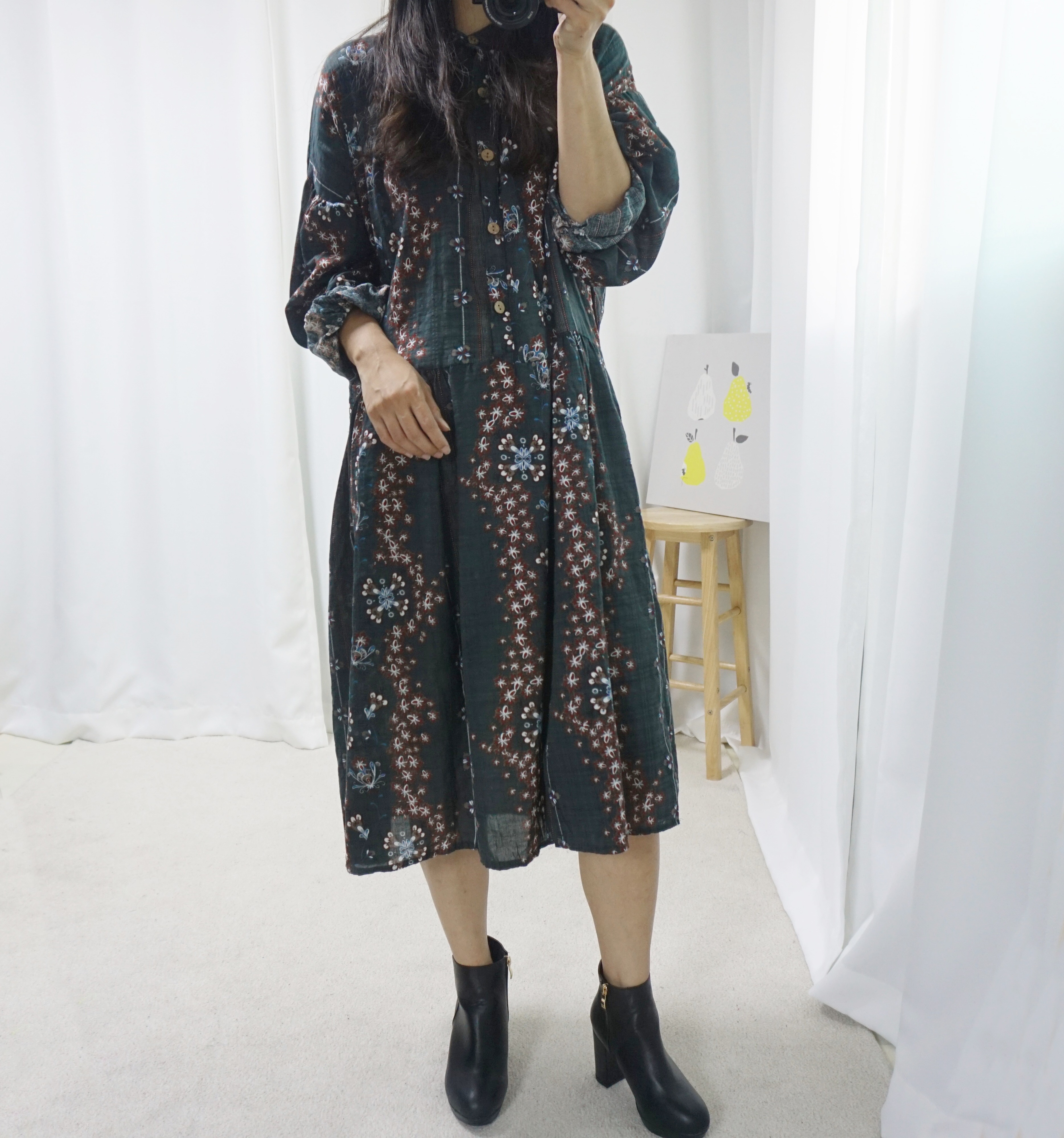 New Women Dress Nana Tube Bee Autumn Pattern Flowe