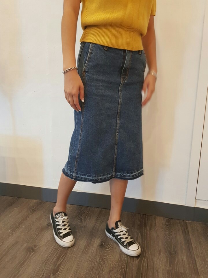Denim Skirt Big Size H Line Chin 26,28,30,32,34,36