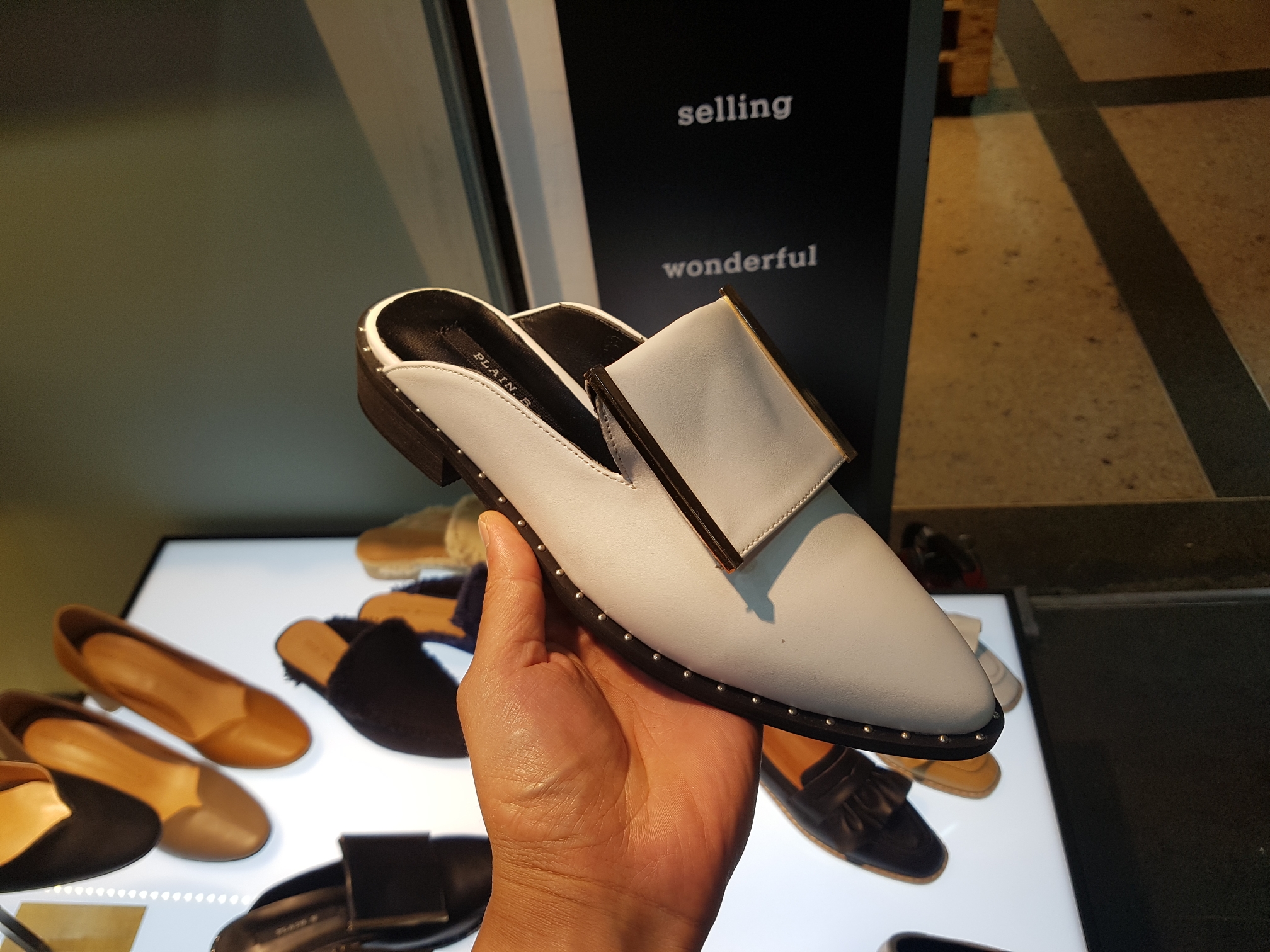 New 3cm Black White Khaki 3cm Slipper Sling Bag