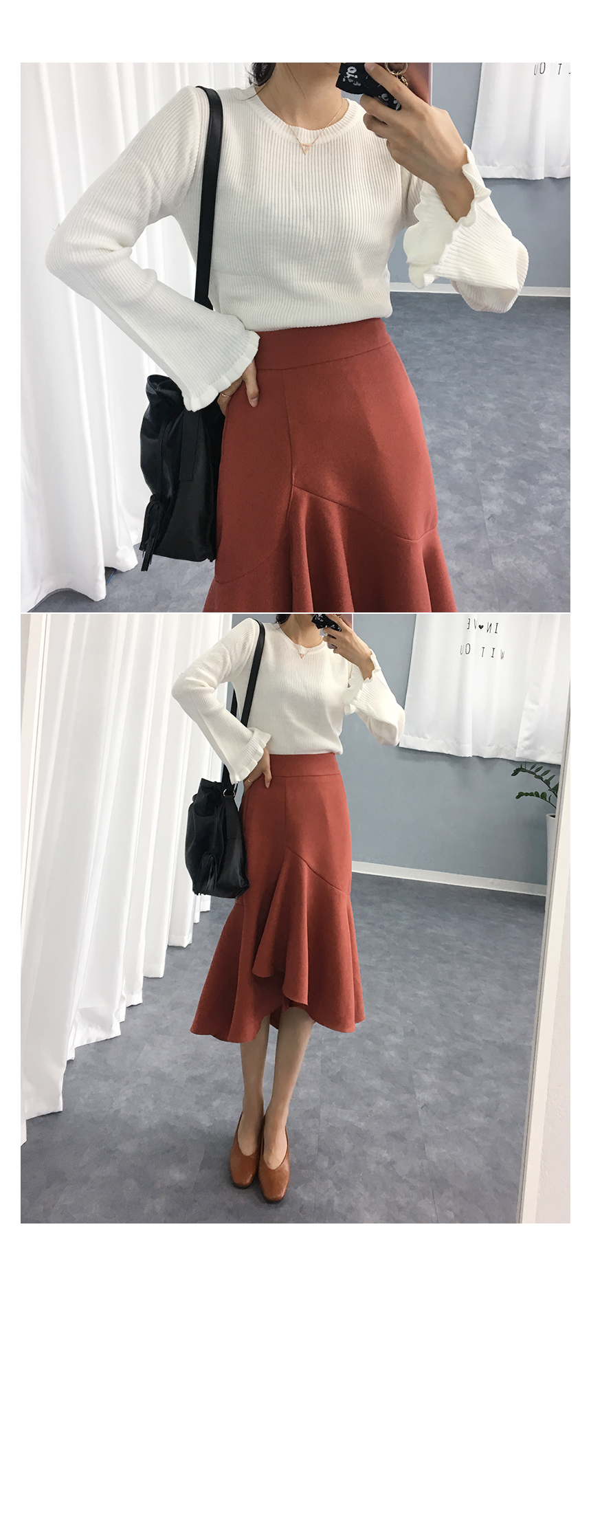 Autumn Unscrambled Frill skirt 3color Amber long i