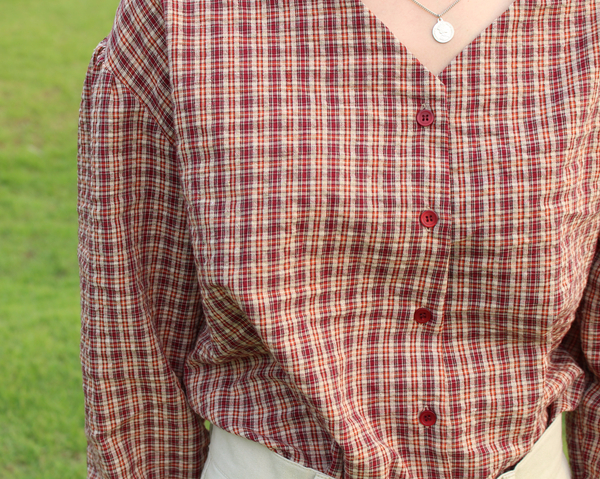 Women Blouses Wearing Delayed Autumn Red Check Blo