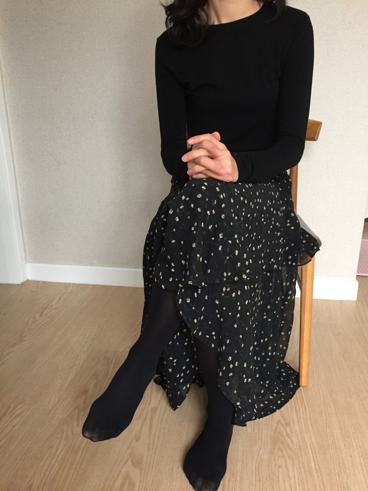 Flower pattern Chiffon Unisex Skirt Long Coordinat