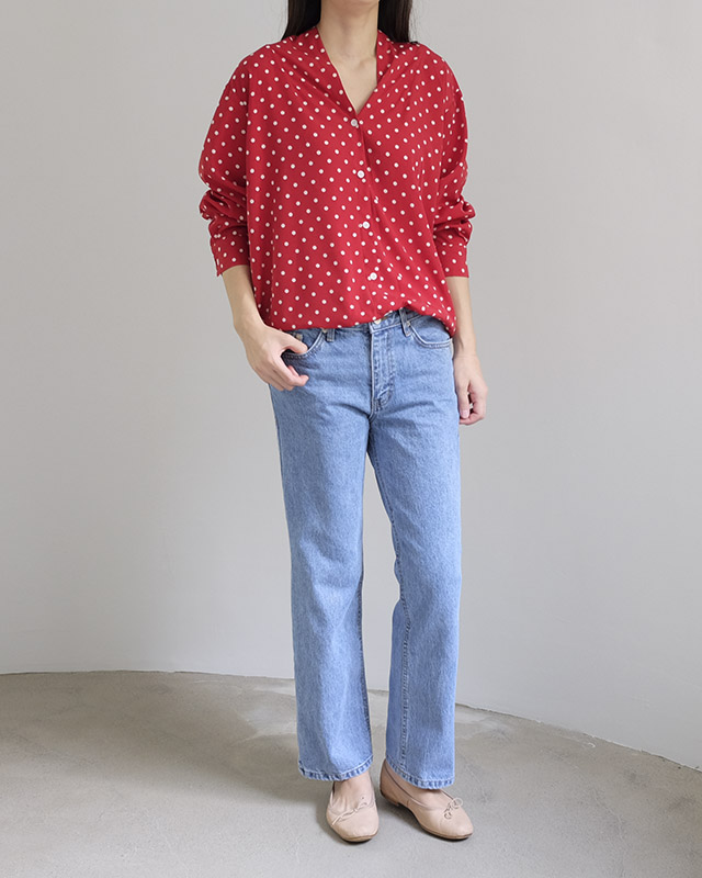 NEW FASHION LADY GIRL Blouse V-neck dot blouse