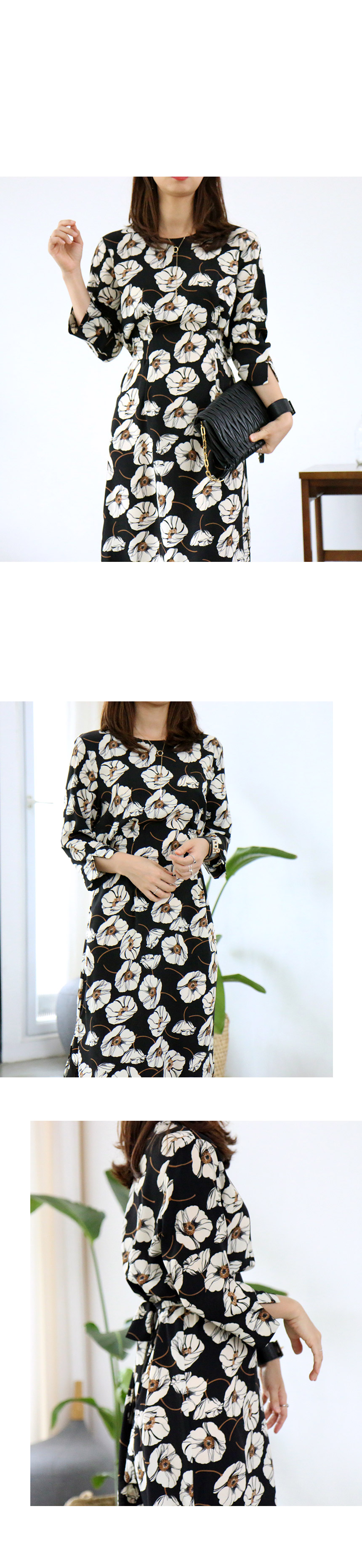 New Women Dress flower autumn full-length long-sle