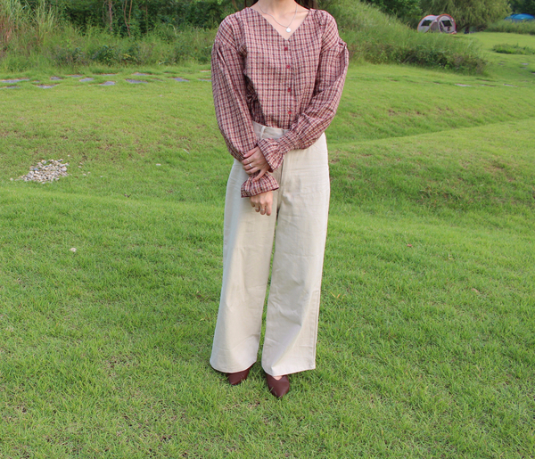 Women Blouses Wearing Delayed Autumn Red Check Blo