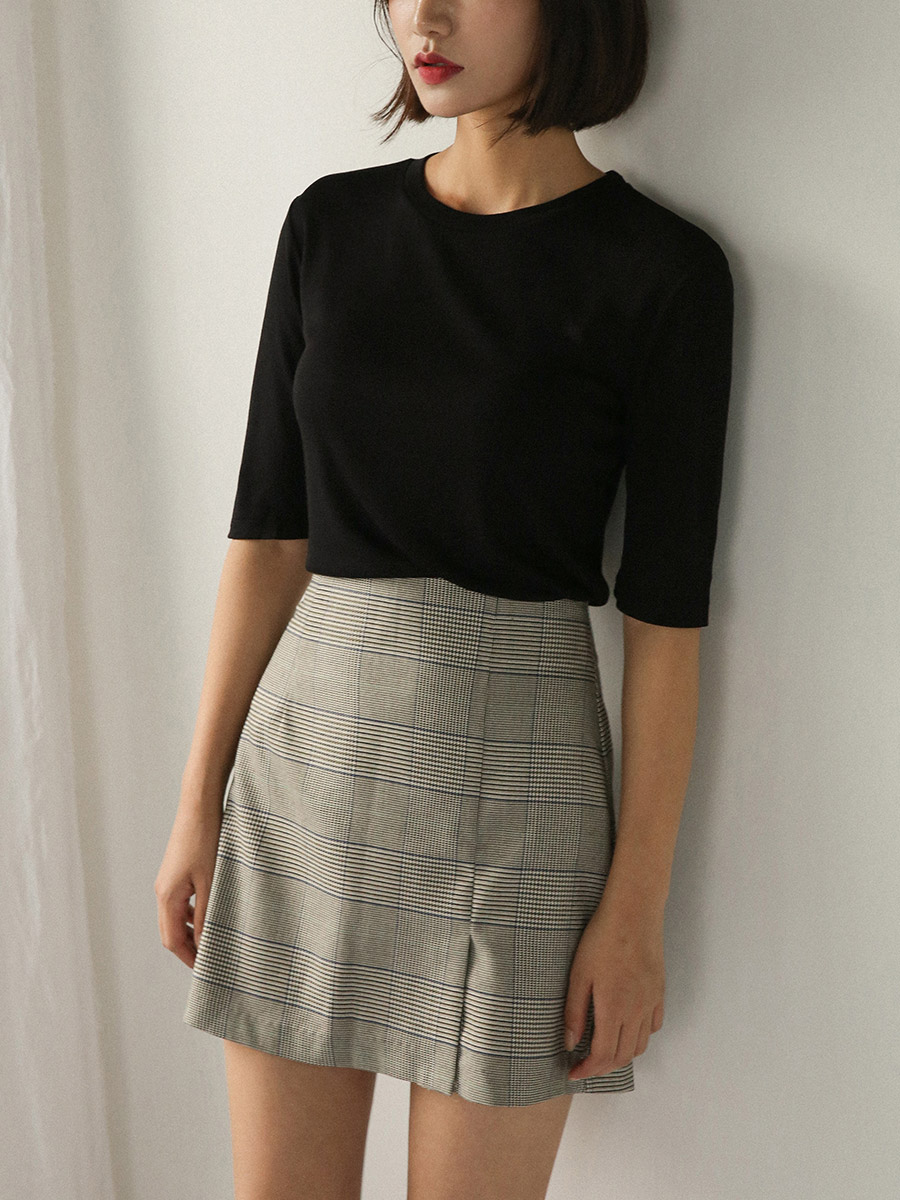 A line check mini skirt skirt short front gingham 