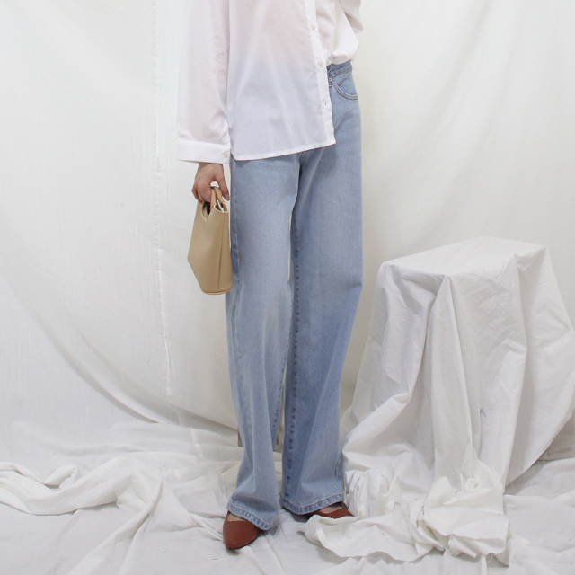 Women Jeans Pants Roll Up Wide Jeans Denim Pants H