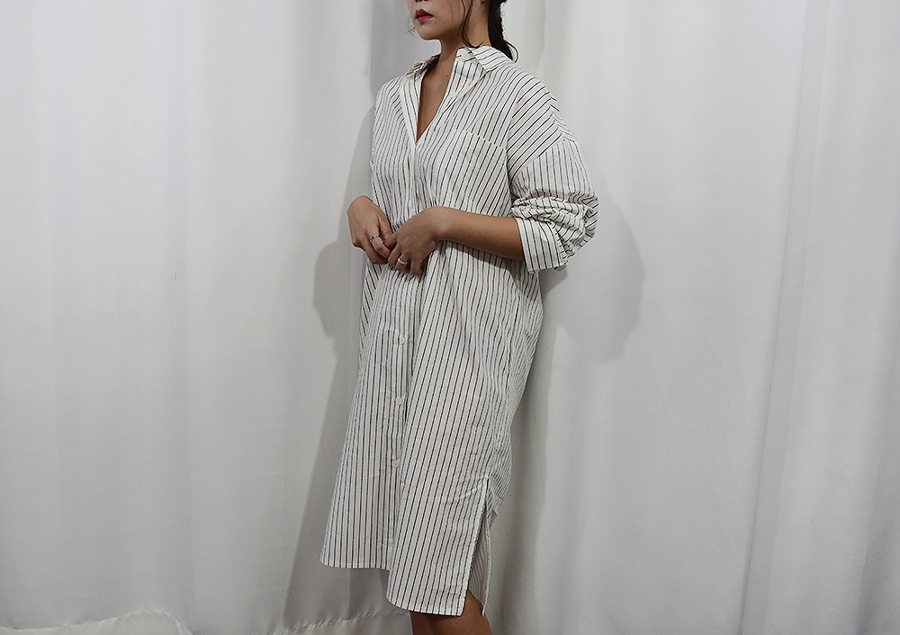 New striped shirt dress 2 col