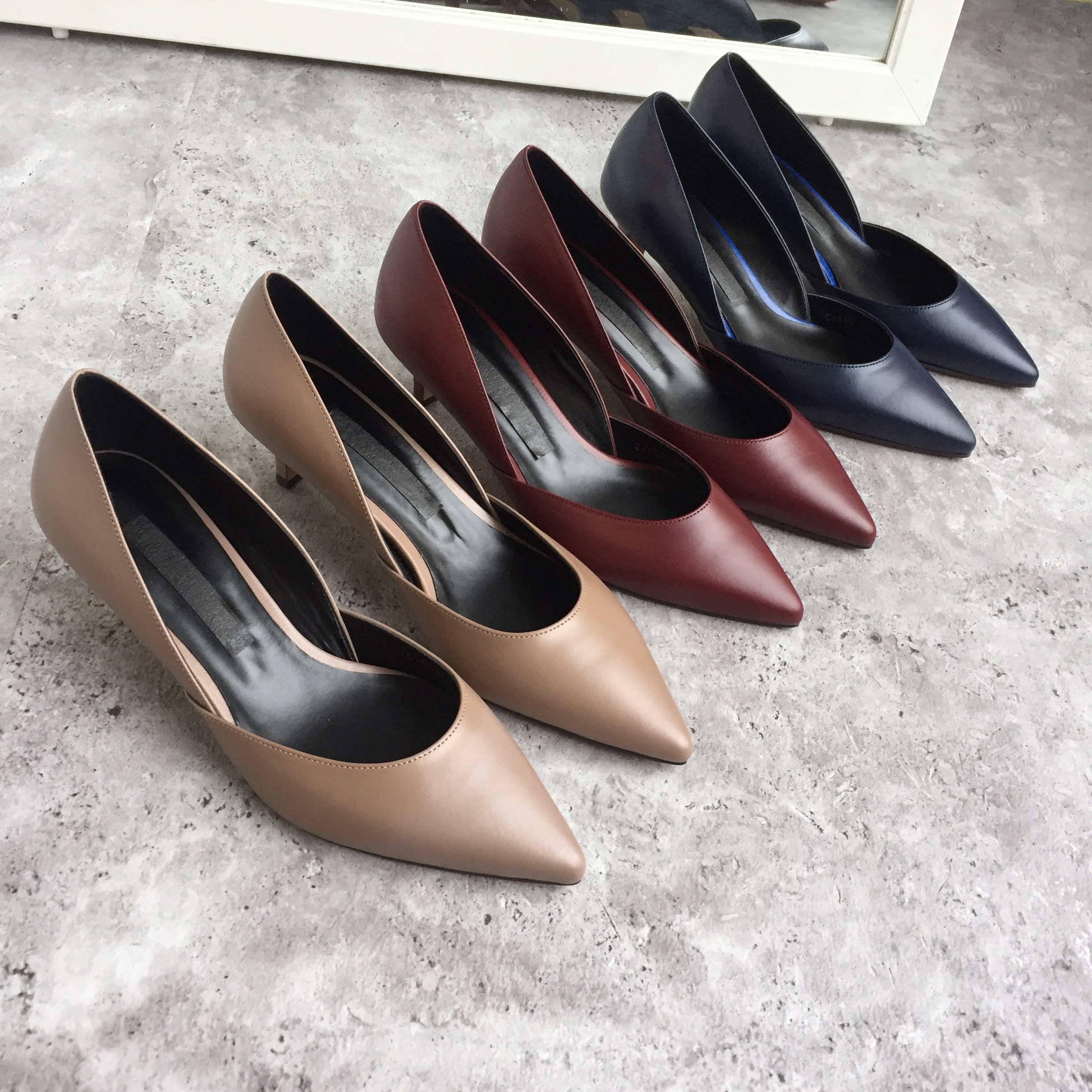 Handmade cowhide mid-heel stiletto 5cm color extra