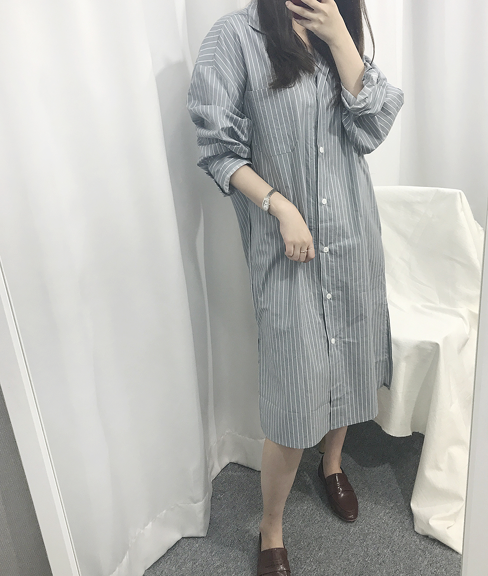 New striped shirt dress 2 col
