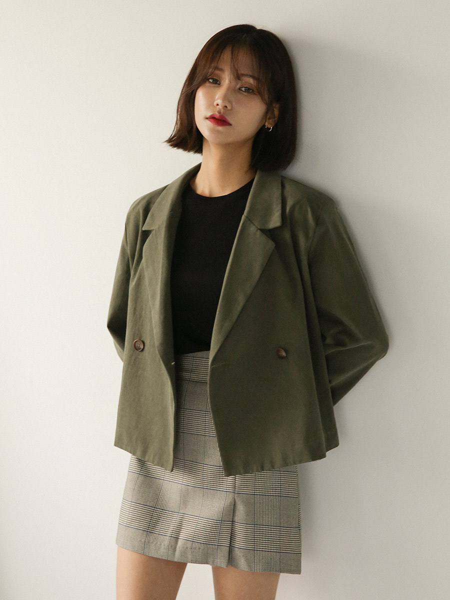 A line check mini skirt skirt short front gingham 