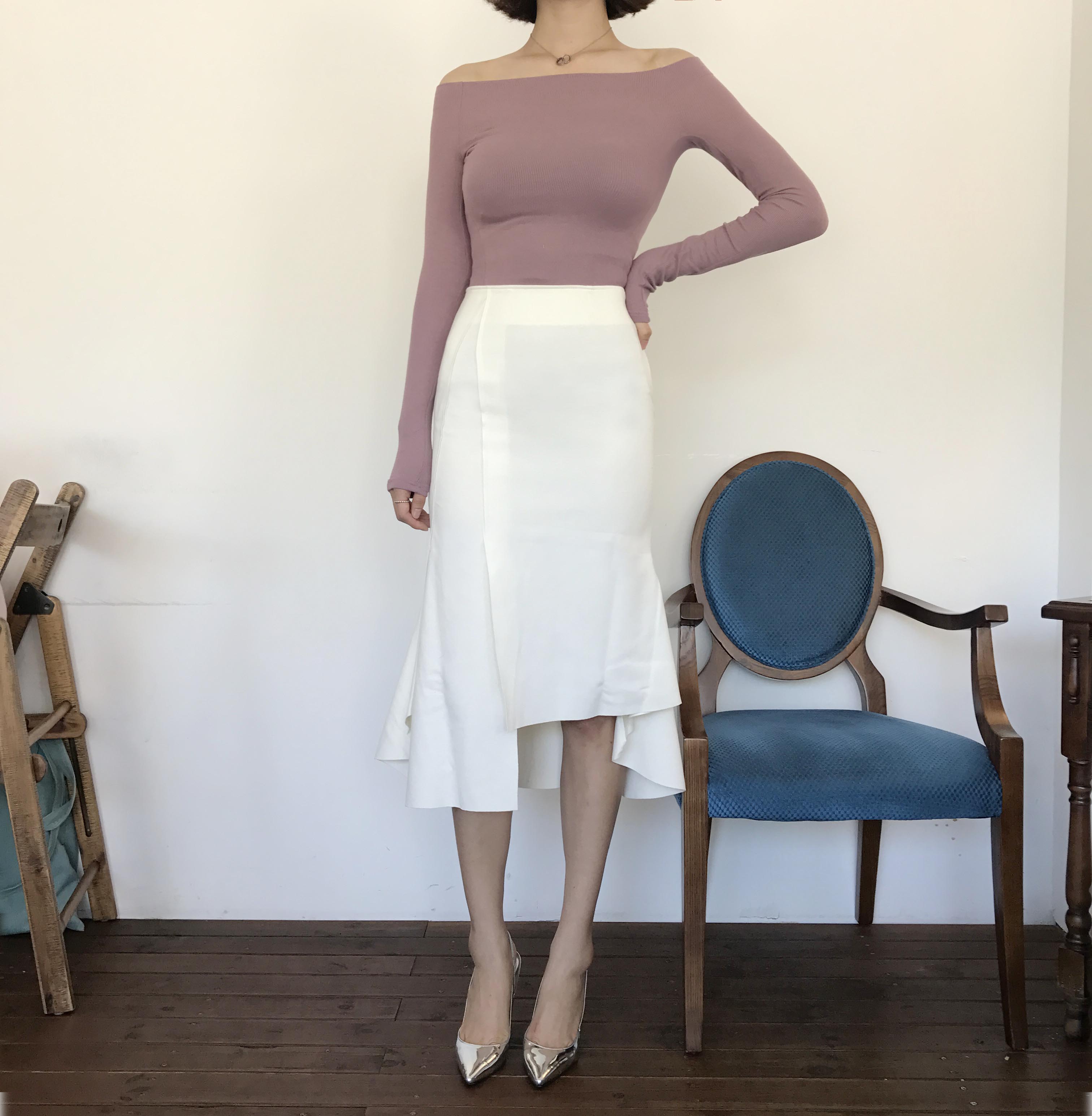 Cutting mermaid long skirt 3color unconventional g
