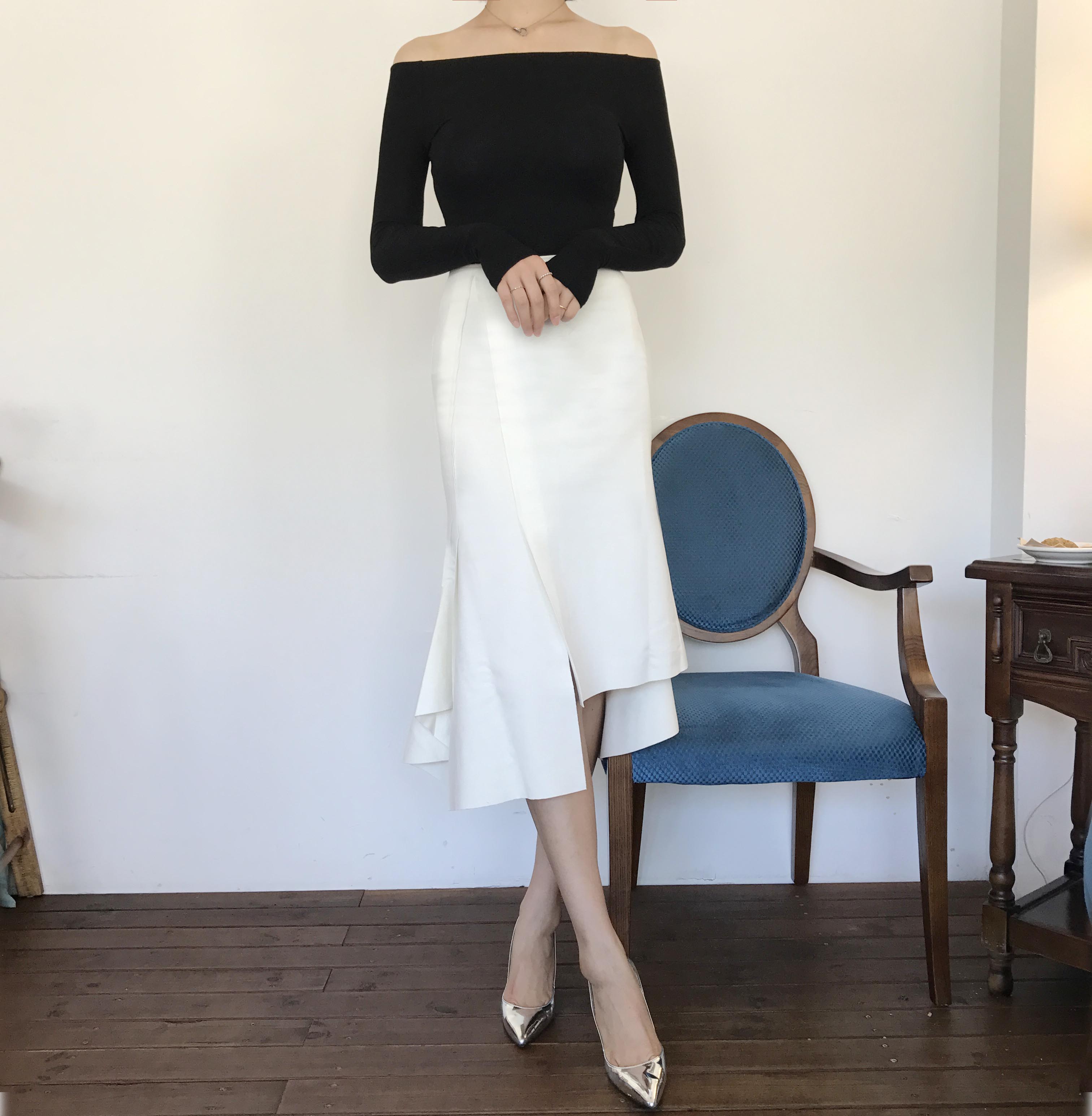 Cutting mermaid long skirt 3color unconventional g