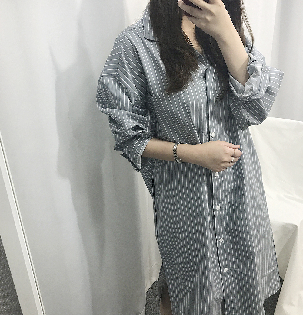 New striped shirt dress 2 col