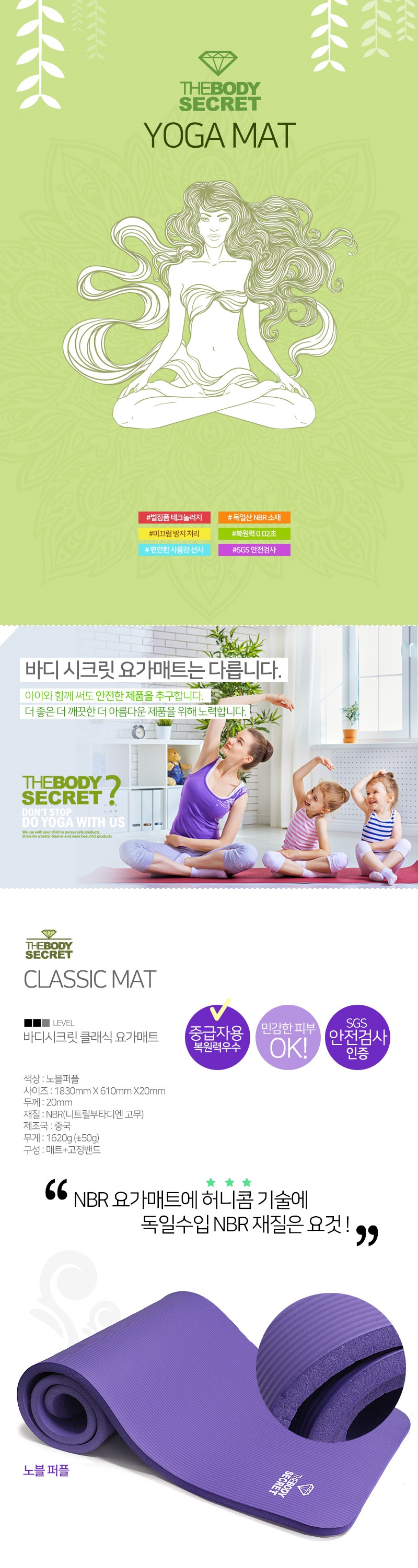 New Yoga Mat The Body Secret Yoga Mat NBR 10mm 15m