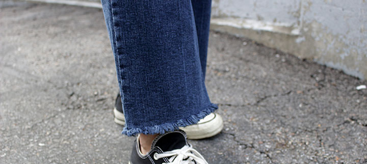 Women Jeans Pants High Waist Boots Cut Jeans Hem C